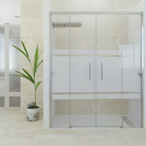 Mampara Ducha con Cristal Decorado