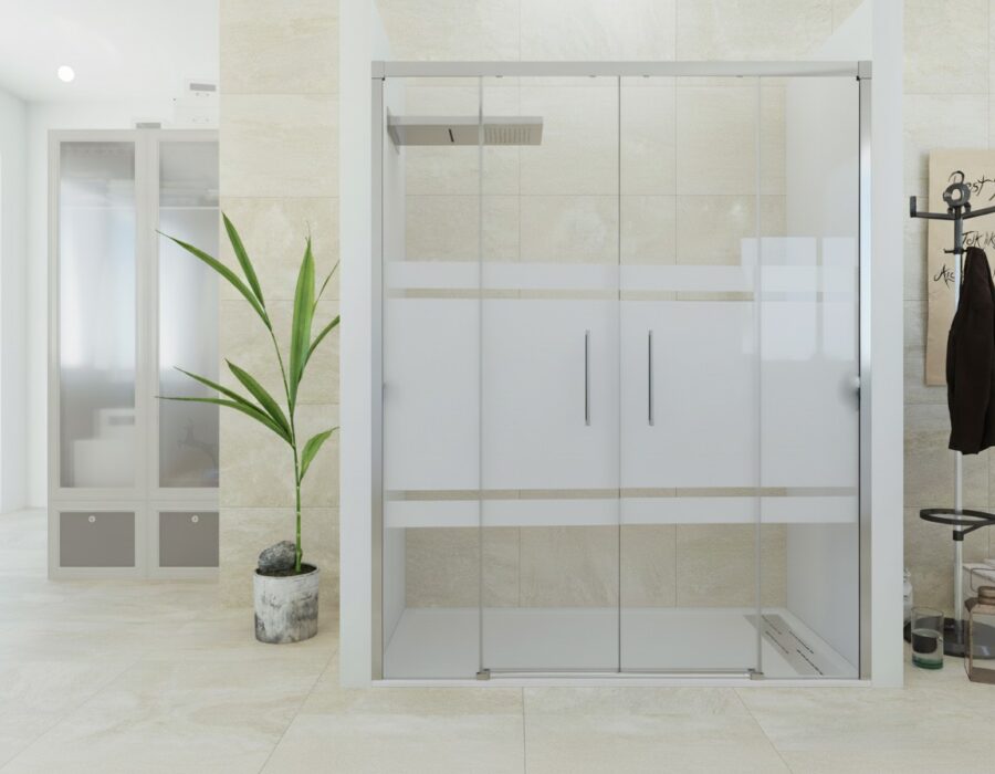 Mampara Ducha con Cristal Decorado